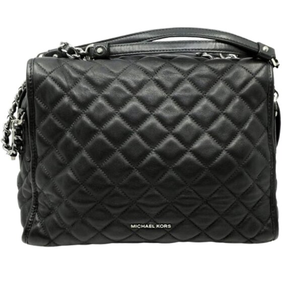 MICHAEL KORS~Rachael~Black Quilted Lambskin Leather Chain Shoulder Bag - Picture 3 of 7
